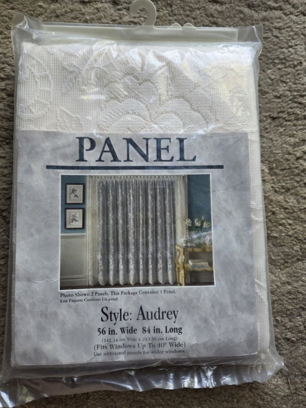 New Panel Lace Curtains 56 x 84" Country Cottage Floral Lacey Vintage Eggshell